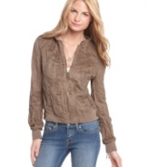 Warm-up with downtown-cool in this crinkled, faux-suede bomber from American Rag! Pairs perfectly with jeans and boots for a style that's hot in the cold.