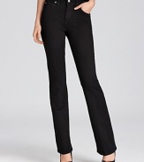 A saturated black hue pairs with a lithe, leg-lengthening bootcut for a sleek silhouette. Add platform pumps to the Miraclebody by Miraclesuit jeans for a lithe silhouette.
