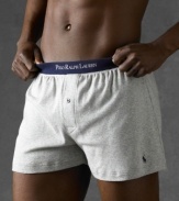 Classic 2-pack of essential solid boxers in refined knit cotton jersey from Polo Ralph Lauren.