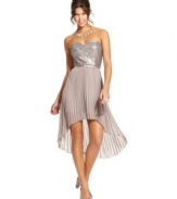 A sequin bodice and dreamy, pleated skirt unite in perfect harmony, creating an elegant dress for a night to remember! From As U Wish.