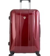 Full speed ahead. Frameless, lightweight and extremely durable, this retro-perfect suitcase has an aerodynamic design that moves effortlessly through terminals on 360º Air Glide spinner wheels. A sleek and modern chrome handle is built onto the exterior of the bag to maximize packing capacity and your one-of-a-kind travel cred. 7-year warranty.