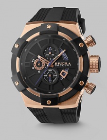 The 48mm Supersportivo comes with a signature brushed steel case, signature 11mm crown and full chronograph function, highlighting its' attention to quality and detail.Round bezelQuartz movementThree-eye chronograph functionalityWater resistant to 10 ATMStainless steel case: 48mm (1.89)Second handRubber bandMade in Italy