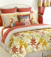 Offering a distinct look of charm, this Wild Flower comforter set features a flower and leaf design that is reminiscent of autumnal beauty. The set features a lovely, earthy palette and comes complete with all the elements needed to give your room a complete makeover.