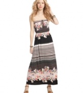 Colorful flowers bloom over an endless supply of stripes on this maxi dress from American Rag! Pair it with your favorite platform heels for a look that's extra flirty!