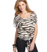 Shake-up your stock of tops with this number from One Clothing that sports a tie hem and a super striking print!