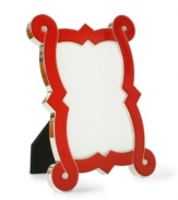 Add colorful flourish to any home with the shiny nickel accents and bold enamel finish of French Curve picture frames by Jonathan Adler. With velvet backing.