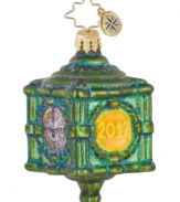 A replica of the clock at what was once Marshall Field's State Street store is now a timeless gem for your tree from Christopher Radko. With a clock face and 2012 hand painted on mouth-blown glass.