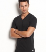 Keep it simple and sleek with this stretch v-neck t-shirt from Calvin Klein.