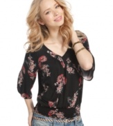 Be pretty as a flower in this top from American Rag that flaunts full bell sleeves and a sweet floral print!