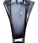 Stunning on its own, the Organics smoke vase from Lenox makes an impact sans bouquet. Heavy crystal with a playful ruffled edge and vivid hue tops tables and shelves with artful elegance.