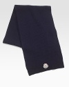 The warmth of wool and the luxury of cashmere in one beautifully crafted scarf. Applied logo detail About 64 long 70% wool/30% cashmere Dry clean Made in Italy 