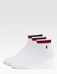 A three-pack of classic crew socks with a cushioned footbed, stripe detail and logo-embroidery.Pack of 3Logo embroidery77% cotton/19% polyester/2% spandex/2% rubberMachine washImported