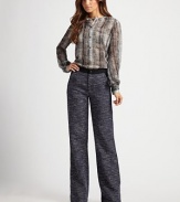 Inspired by wide-leg denim, a sophisticated tweed style with down-to-earth elegance.Button closureZip flyBack pocketsInseam, about 9 42% linen/40% cotton/17% viscose/1% silkMade in USA of Italian fabricDry clean