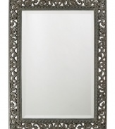 Open scrolling vines wind up and around the fabulously old-fashioned Bristol mirror. In antique-finished black with silver highlights and inner cording, this striking piece is a stylish throwback to elegant ages past.