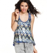 Give your trusty jeans the ultimate pick-me-up with this super shimmery, sequin racerback tank top from Eyeshadow!