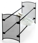A shoe lover's solution. Expandable and stackable, this smart design fits your wardrobe needs with an all-metal construction that stands stable & sturdy on thick carpet and hard floors.