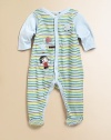 Colorful stripes and snazzy elbow patches make this warm and cushy one-piece a must-have.V-neckLong sleevesBack snapsBottom snaps for easy on and offCottonMachine washImported Please note: Number of snaps may vary depending on size ordered. 