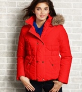 Trade-in your old winter coat for Krush's pristine puffer! The plush, quilted style keeps your comfort level on high, while the faux-fur-trimmed hood provides a cute way to stay warm and dry.