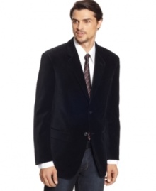 More than a feeling. This velvet blazer from Alfani adds a whole new dimension to your look. More than a feeling. This velvet blazer from Alfani adds a whole new dimension to your look.
