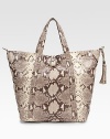 This sophisticated shopper style made from alluring snake-embossed Italian leather, is the perfect option for a day trip or running errands around town.Top handle, 7 drop Adjustable shoulder strap, 23-25 drop Strap and stud buckle closure One inside zip pocket Cotton lining 20W X 14H X 7½D Imported