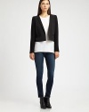 Beautifully executed jacket in a cropped silhouette with textured panels and zippered besom pockets. Shawl collarLong sleevesFront snap closureZippered besom pocketsAbout 19 from shoulder to hem70% acrylic/30% woolDry cleanImportedModel shown is 5'10 (177cm) wearing US size 4.