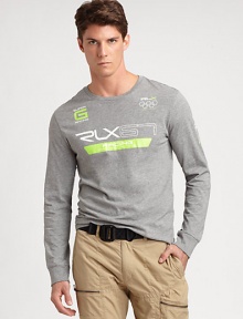 This long-sleeved crewneck is rendered in breathable cotton jersey and accented with graphic prints for adventurous appeal.CrewneckCottonMachine washImported