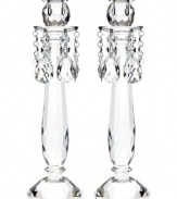 Truly stunning, Old Vienna candlesticks bring the opulence of ages past to today's most elegant interiors. A faceted crystal base and glistening crystal beads will become the focal point of any setting. From Lighting by Design.