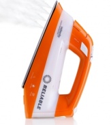 Iron on without any leaking or spitting. The innovative design of this professional iron produces continuous streams of steam without leaving your clothes sopping wet or in a messy water puddle. Powered by two heating elements, the unique design of this iron includes a steam ready function that is always ready when you are. 1-year warranty. Model V50.