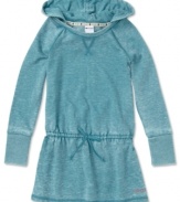 Glam up your casual style with this sporty style hooded fleece dress by Roxy.