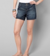 Tommy Hilfiger's got the cropped look you crave: these adorable denim shorts are tailored for a great fit yet casual enough to wear all weekend!