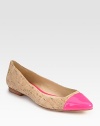 Natural cork flat concluded by a contrasting patent leather toecap. Cork and patent leather upperLeather lining and solePadded insoleImported