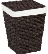 Lookin' good, laundry! Give your hamper an upgrade with this artful accent, which features a chunky 2-ply weave design. A built-in removable & washable cotton-blend lining makes it easy to carry all your clothes straight to the washer.