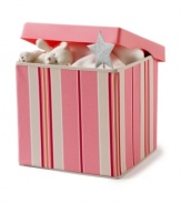 There's always more in store-keep your little one's world in order with this versatile storage box. Tidy up toys and accessories and top it all off with a plastic lid that allows this declutterer to double as the perfect sitting stool around a kid's table.