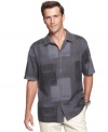 Modern makeover. This geometric print shirt from Tommy Bahama is a contemporary take on classic lounge style.