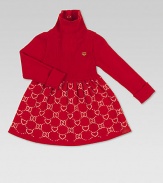 She'll fall for this ultra-soft wool dress in a turtleneck design with full skirt, GG detail and heart print.TurtleneckLong sleeves with finished cuffsFull skirtWoolHand washMade in Italy Please note: Number of buttons may vary depending on size ordered. 