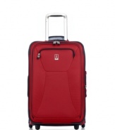 The lighter side of luggage. Even when fully packed, this lightweight carry-on suitcase from Travelpro gives you a serious edge with durable, tear-resistant nylon construction and a spacious, beautifully organized interior that expands over two inches to help you bring everything you need... and more. Limited lifetime warranty.