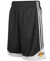 Get a step up on your competition and channel your favorite NBA basketball team with these Los Angeles Lakers shorts from adidas.
