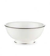 Express the best of taste at the table. Lustrous banded details add a crisp, clean finish to the white china fruit bowl.
