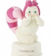 We are all mad here! This adorable Snowbabies figurine pays homage to the loveable Alice in Wonderland story through a playful depiction of The Cheshire Cat.