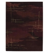 Nourison Parallels rugs feature a silk-like finish on distinctly modern and abstract designs that bring contemporary art into  the home. Ebony splashed with burgundy makes a rich ground for any room. Intersecting sketched lines in taupe add the feel of old parchment to this distinctly avant-garde design.