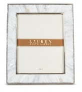 Enhance the look of any photo when framed in the beauty of Mother of Pearl. A slim line of carved steel trim surrounds this natural composition with classic style, only from Lauren by Ralph Lauren.