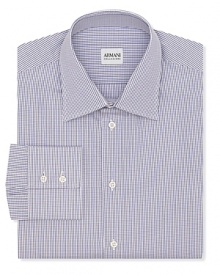 Armani Collezioni Purple and Pink Mini-Check Dress Shirt - Slim Fit Armani Collezioni Purple and Pink Mini-Check Dress Shirt - Slim Fit
