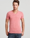 Lightweight for a comfortable drape, this essential V-neck brings color to your drawer of essential tees.