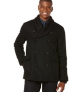 This classy Perry Ellis coat will stay in style season after season.