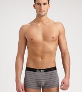 Simplified stripes and the cool breathability of cotton make up this comfortable underpinning.Elastic logo waistbandInseam, about 295% cotton/5% elastaneMachine washImported