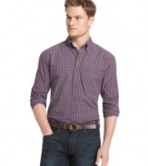 Perfect the plaid with this preppy tartan shirt from Izod.