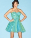 Pretty watercolors swirl and unite on this super flirty taffeta party dress from Roberta!