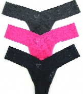 A soft stretchy lace low-rise thong with a thick signature lace waistband.