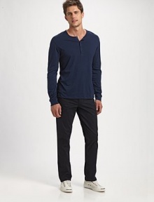 Slim-fit silhouette in deep indigo-washed cotton with a hint of stretch for maximum comfort and style.Five-pocket styleInseam, about 3397% cotton/3% elastaneMachine washMade in USA Slim-fit silhouette in deep indigo-washed cotton with a hint of stretch for maximum comfort and style.Five-pocket styleInseam, about 3397% cotton/3% elastaneMachine washMade in USA