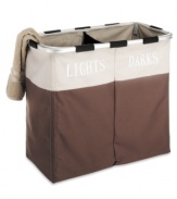 The key to keeping organized? Make it easy! This collapsible hamper features two clearly-labeled compartments that make it easier than ever keep light and dark clothes separate for washing.